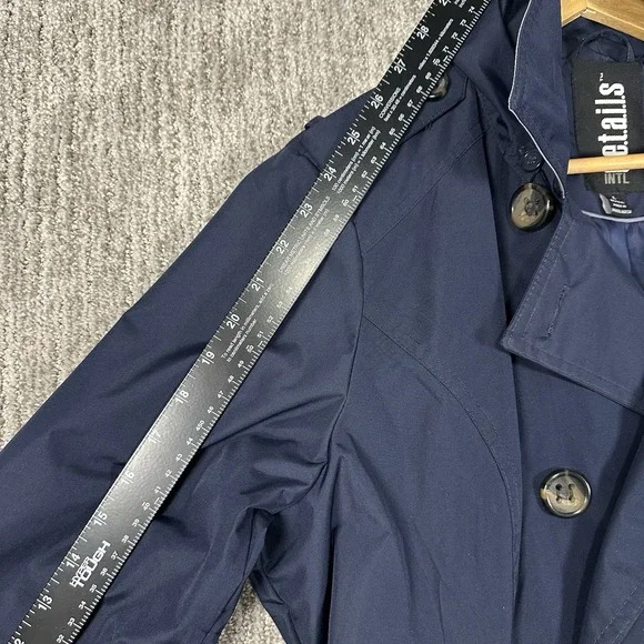 INTL DETAILS Women's Rain Jacket Coat Large Navy Lightweight Removable Hood - Picture 9 of 13